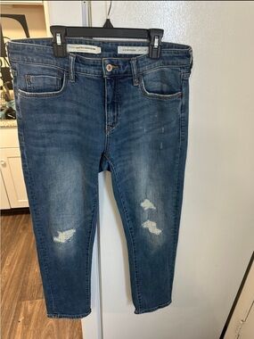 Pilcro Distressed Ankle Crop Jeans - Blue